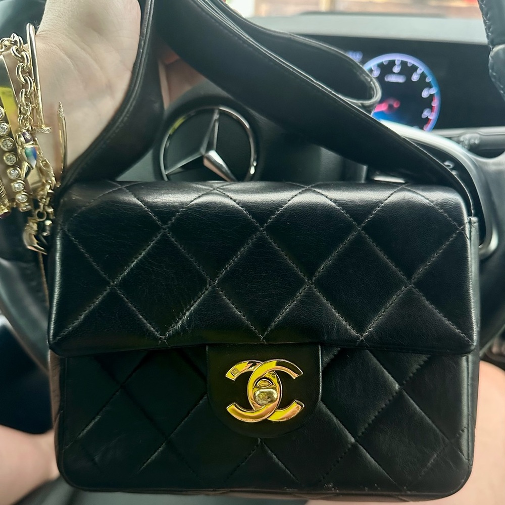 Chanel mini flap bag w/24kt hardware